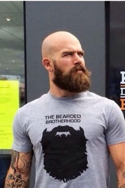 bald with long beard look 