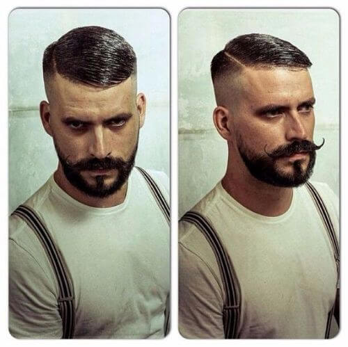 side parted short vintage hipster haircut