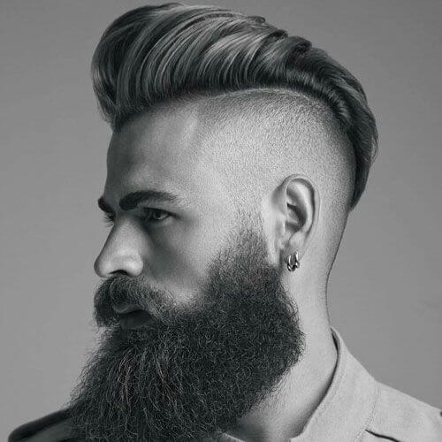 man with beard and a high and tight pomp