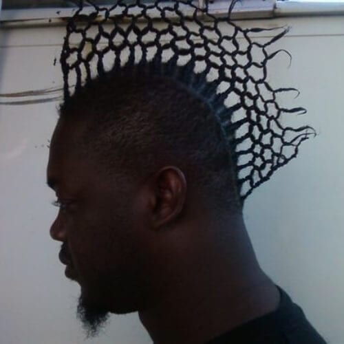 Afro intricate weave mohawk haircut