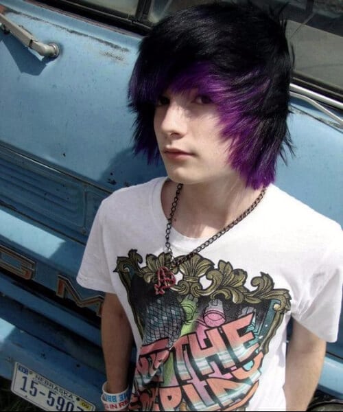black and purple emo hairstyles for guys
