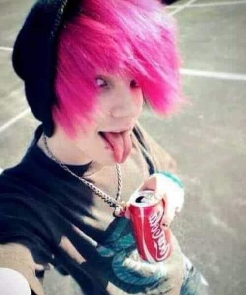 bubblegum pink emo hairstyles for guys