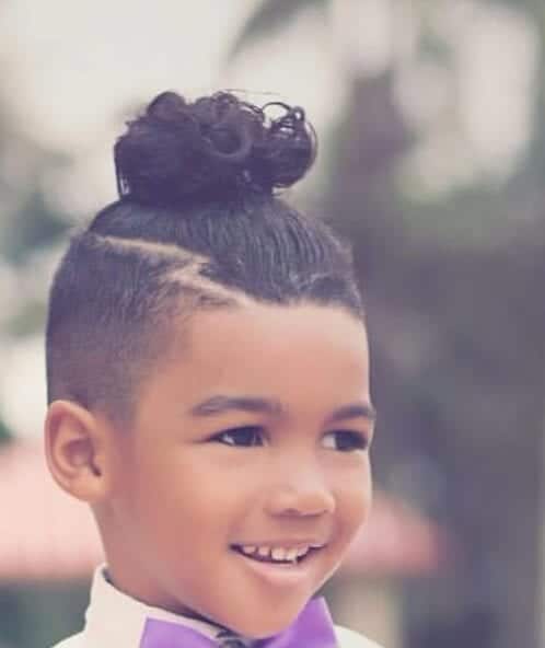 little boy man bun hairstyle