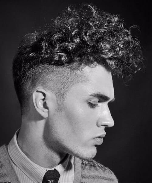 Long Fade with Long Curly Hair on Top