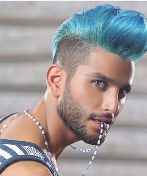 neon blue blowout haircut