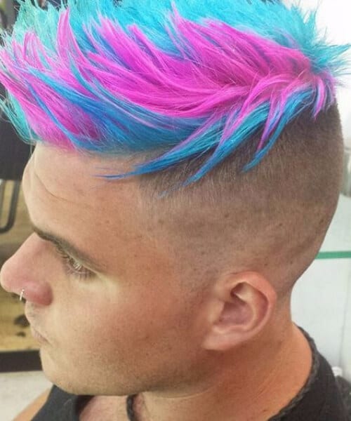 neon peacock spiky hairstyles for men