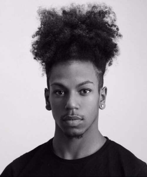 high afro undercut with curly hair