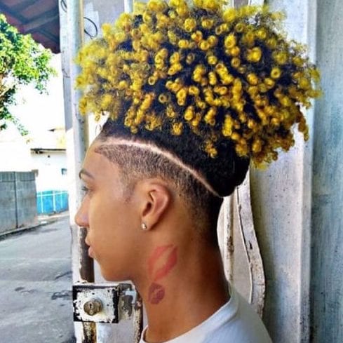 jumbo marker yellow afro tips undercut with curly hair