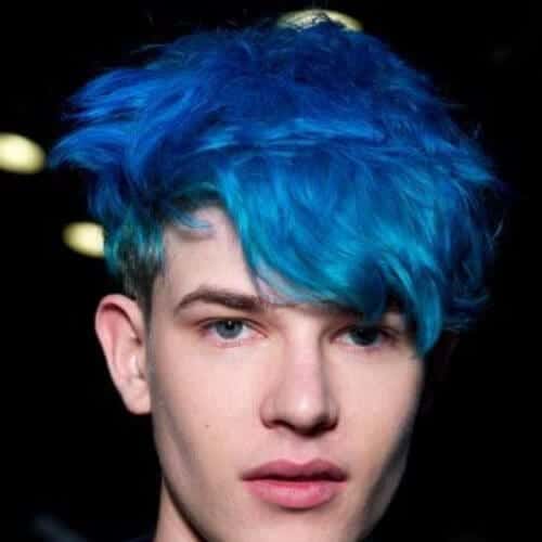 aqua blue shaggy hairstyles for men