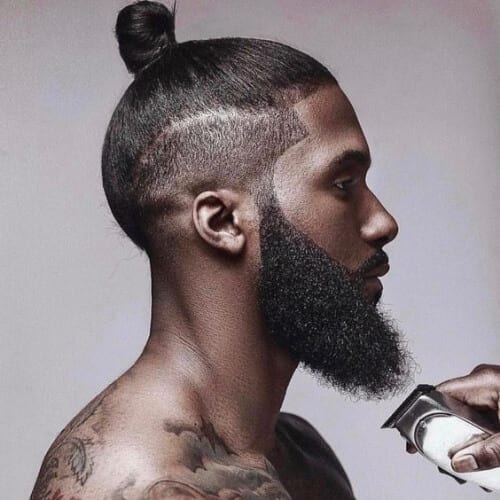 man bun short haircuts for black men