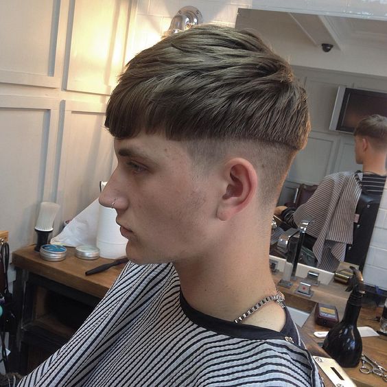 Fringe with Descending Sides Mushroom Haircut