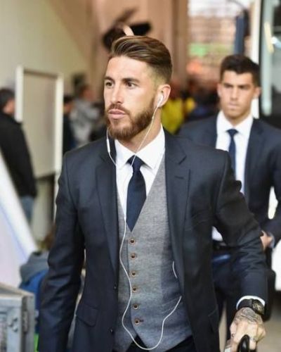 Stylish Parted Undercut with Fade and Short Beard Sergio Ramos