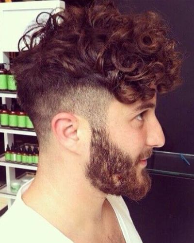 Forward Swept Wide Curls with Fade and Patchy