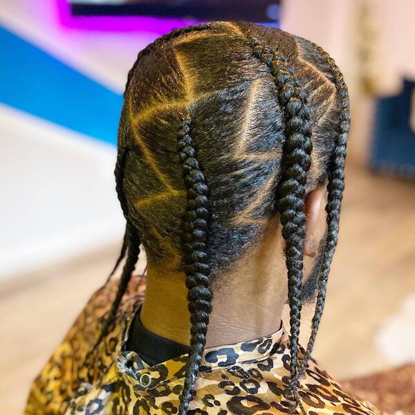 Large Braid Cornrow Hairstyles for Men - a man had his braidstyle wearing an afro