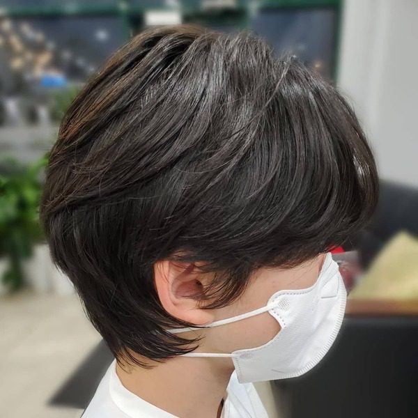 Blowdry HairStyle - a man had his Blowdry HairStyle with mask