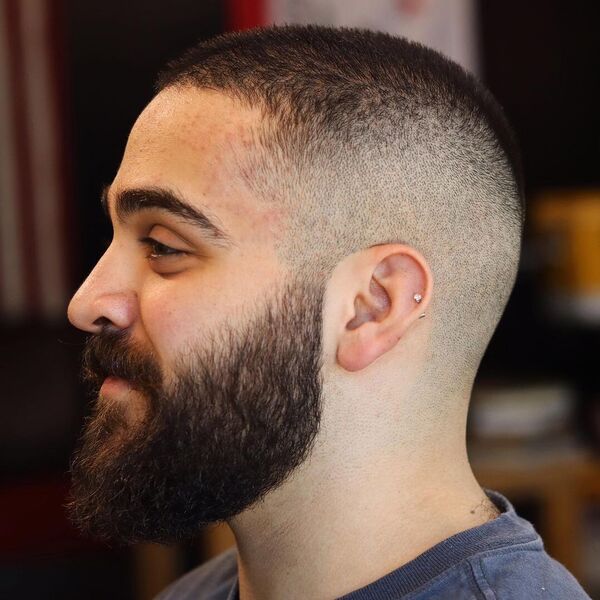 French Buzz Cut with Beard -a man had his hairstyle with beard