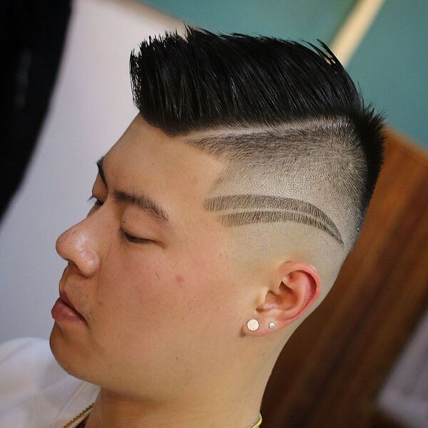 Fresh Cut Hair Tattoo Juice Haircuts for Men - a man had his Fresh Cut Hair Tattoo with earrings