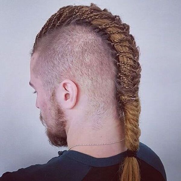 Long Braided Tail - a man had his Long Braided Tail with beard