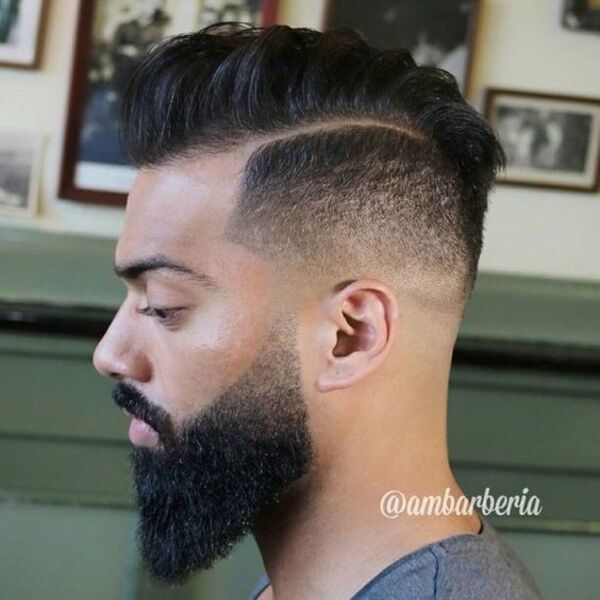 Natural Pompadour Greaser Hairstyles - a man had his Natural Pompadour with beard