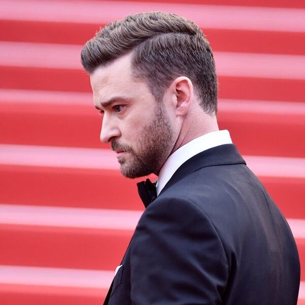Classic Pompadour Low Fade- Justin Timberlake wearing a black suit