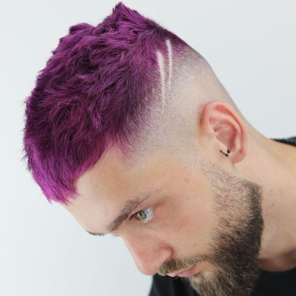 Offset Purple Textured Undercut- a man with a beard