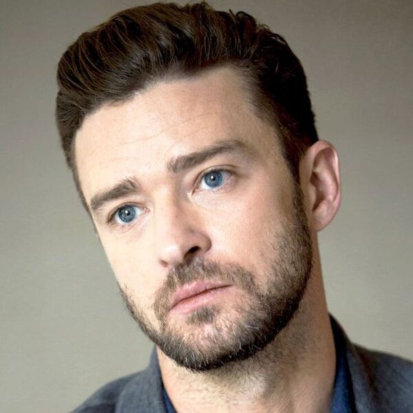 Semi Thick Hair Brushed Up - Justin Timberlake with thick beard and a mustache