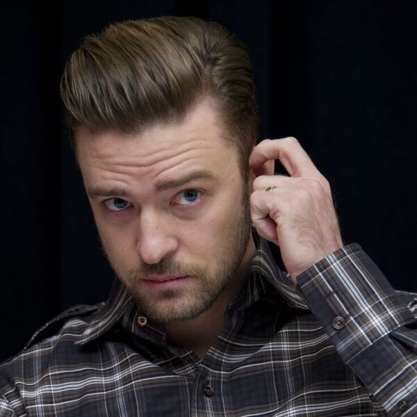 Thick Side Comb Pompadour- Justin Timberlake wearing a checkered long sleeve